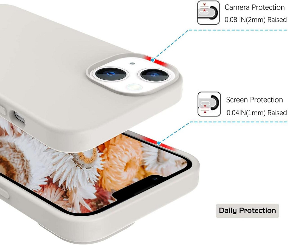 Чехол DOMAVER жидкий силикон для iPhone 13 6.1 ультратонкий матовый бежевый защитный Киев - изображение 2