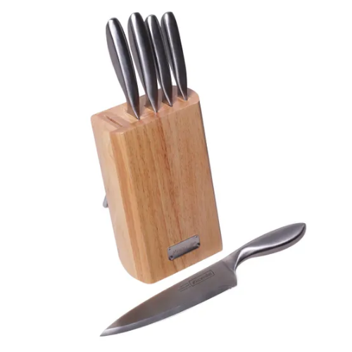 Набір ножів 5 предметів на підставці дерево/метал нержавіюча сталь порожнисті ручки 5133 KAMILLE Житомир - фото 4