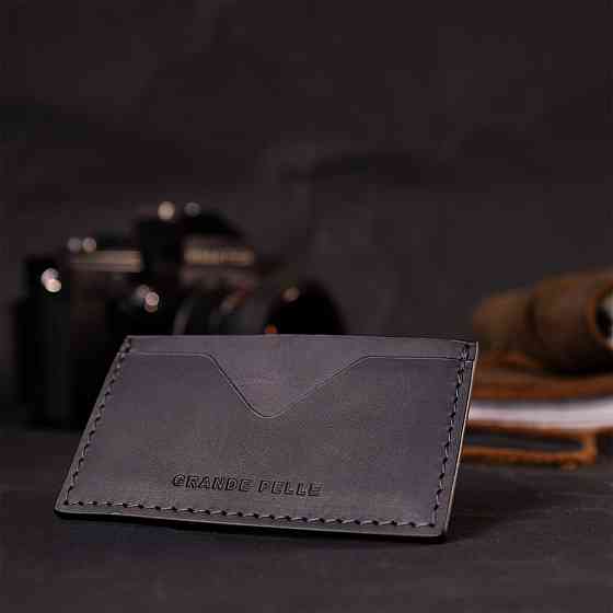 Практичний кард-кейс із натуральної шкіри GRANDE PELLE 11665 Чорний Київ