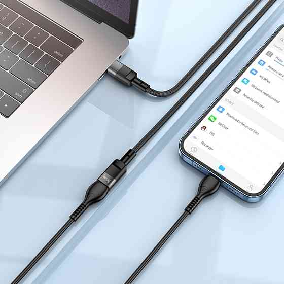 Кабель HOCO U107 Type-C Male to Type-C Female USB2.0 extension cable(L=1.2m) Black Київ