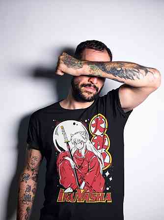 Футболка для мальчика аниме Інуйасха Сессхомару Ред Моон оверсайз (рост от 165 до 180 ) Черний AnimeJ0225m Днепр