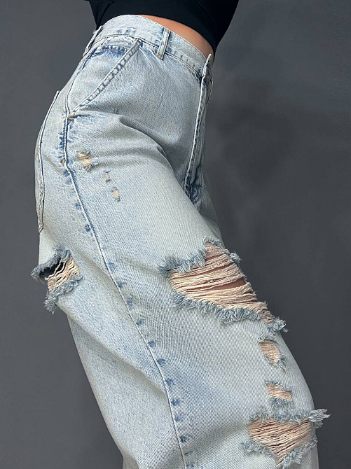Джинси жіночі Its Basic 2952-1-12 skater jeans широкі рвані блакитні, блакитний, 40, 40, 82 см, 114 см Київ - фото 2