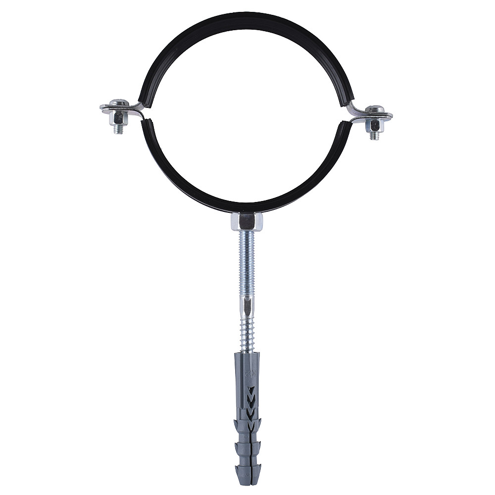 Хомут трубний SOLOMON  (комплект)  4″, 108-118мм  з гвинтом 10х120 та дюбелем Тернопіль - фото 1