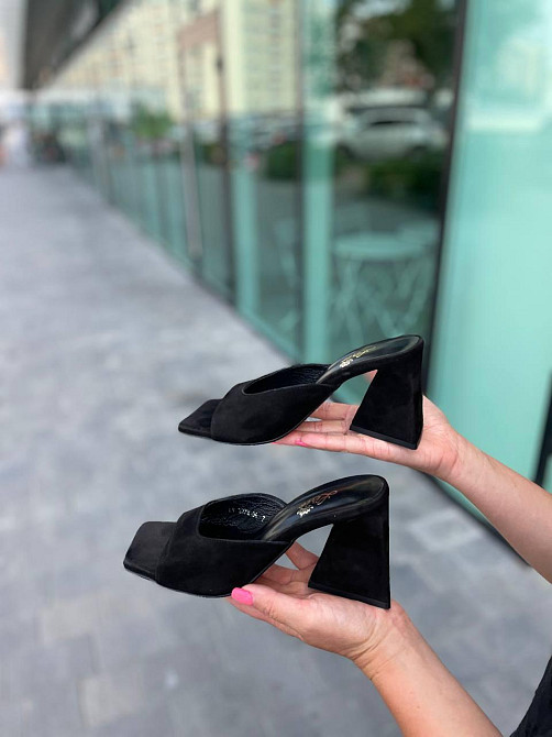 LIRIO Шльопанці сабо жіночі з натуральної замші на підборах чорні LIRIO L0260/8073-СТ-46 р. 35- Коломыя - изображение 8