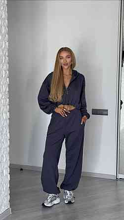 Женский трендовый базовый спортивный костюм трехнить петля Графит, 46/48 Одесса