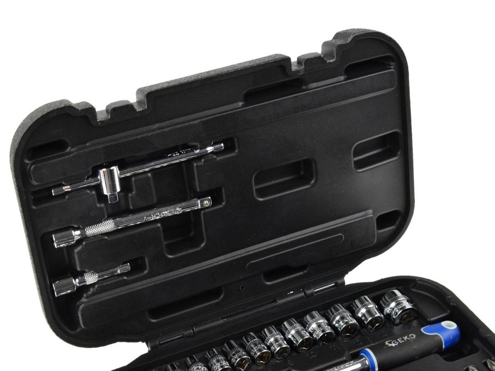 Набір головок торцевих і насадок-біт "GeKo" 1/4" 38 штук з хром-ванадівої сталі CrV Київ - фото 3
