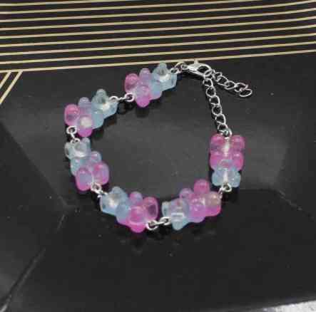 Браслет мишки с блестками разноцветный - длина 15-20см, регулируется, смола Киев