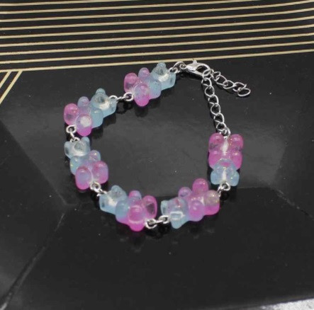 Браслет з ведмедиками з блискітками різнобарвний - довжина 15-20см, регулюється, смола Київ - фото 1