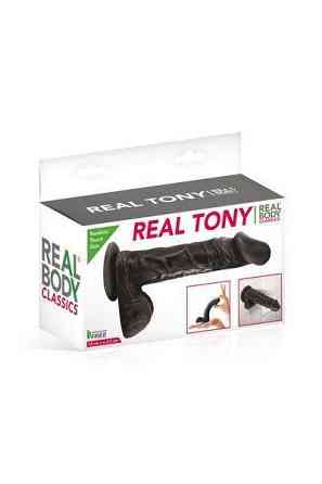 Фалоімітатор Real Body — Real Tony Black, TPE, діаметр 3,5 см (надірване паковання!!!) Sex Aura Київ