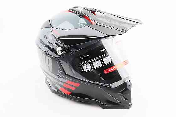 Шолом кросовий/ендуро/АТV зі склом BLD-819-7 М (57-58см), ЧОРНИЙ/СІРО-ЧЕРВОНИЙ Киев