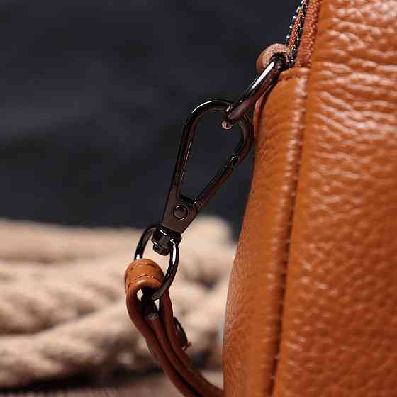 Стильна жіноча сумка прошита ромбами на лицьовій стороні з натуральної шкіри Vintage 22809 Рудий Київ