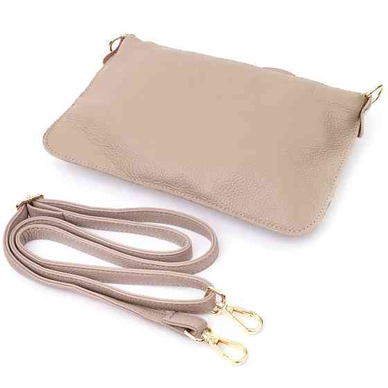 Жіноча сумка-клатч з двома ременями з натуральної шкіри Vintage 22643 Бежева Київ