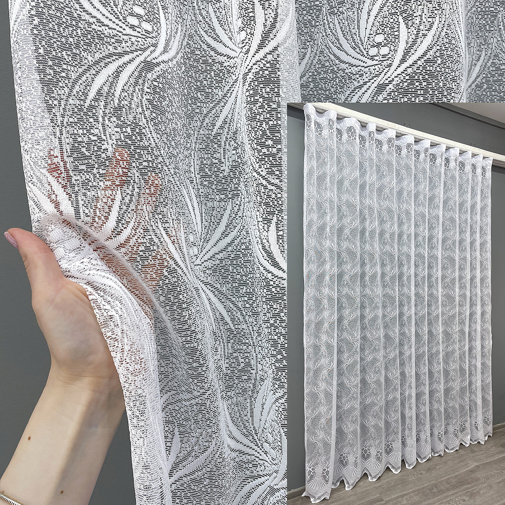 Тюль VR-Textil 644т Преміум Жакард з галстуком Білий 500х270 см (40-597) Київ - фото 1