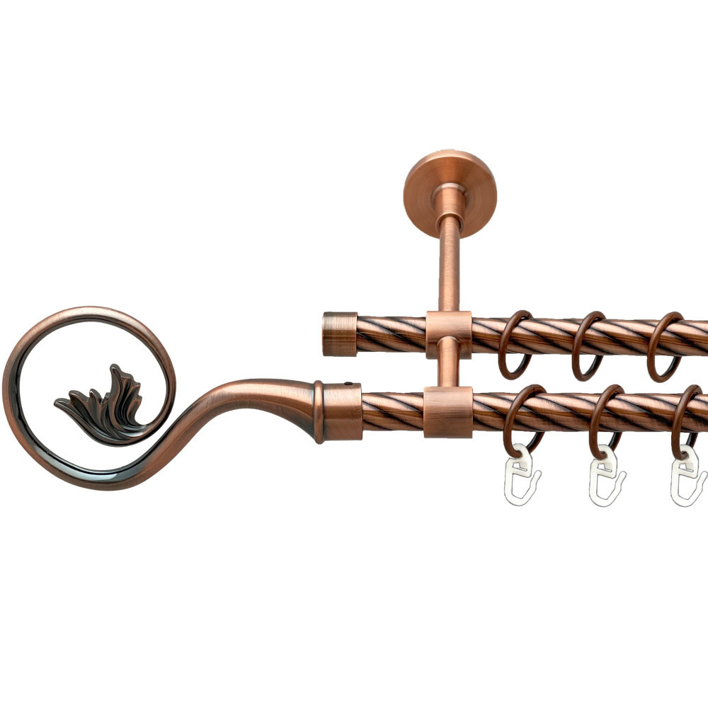 Карниз Orvit Ніка металевий дворядний закритий скручена труба кільце металеве Мідь 16\16 мм 160 см (00-00025331) Львів - фото 1