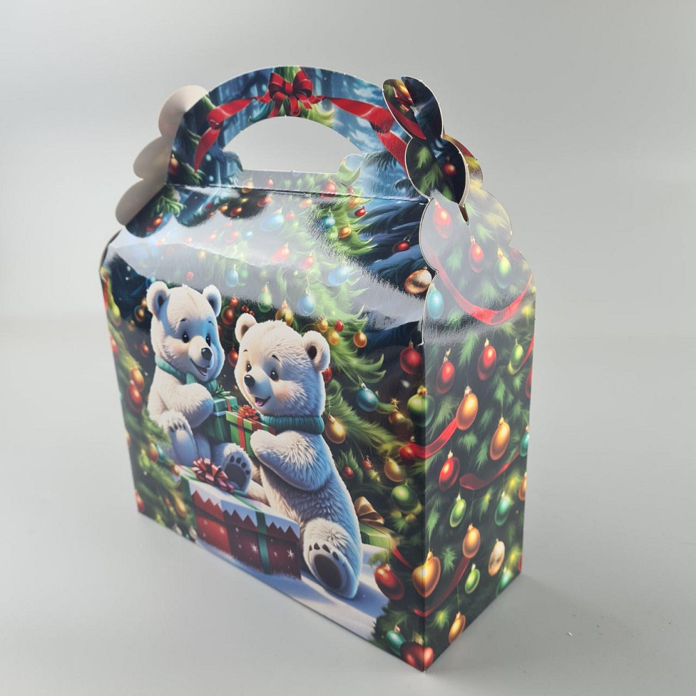 Новорічна подарункова картонна упаковка для цукерок (800 гм) No208 "Санта та ведмеді" (1 шт.) Харків - фото 3