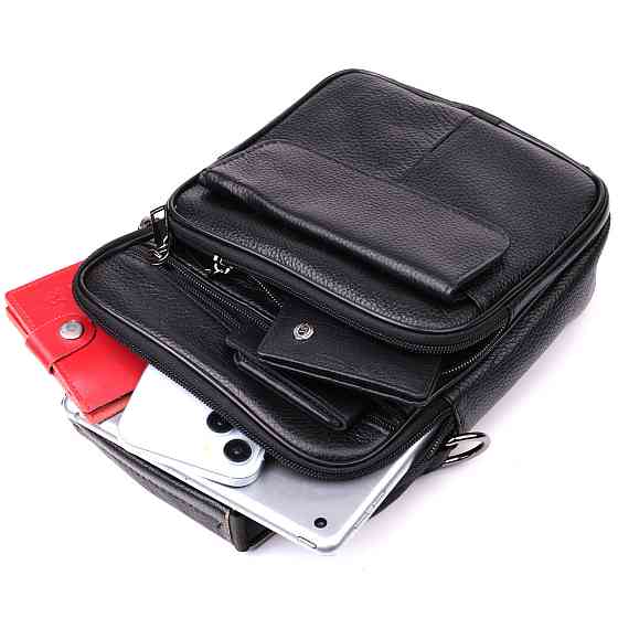 Стильная мужская сумка среднего размера через плечо из натуральной кожи Vintage sale_15039 Черный Киев