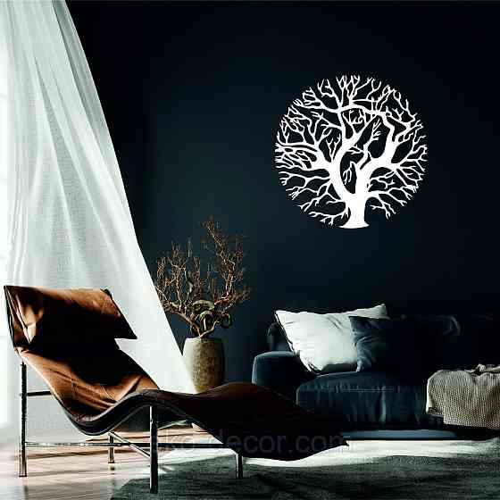 Декоративное настенное 3D Панно «Дерево в кругу» Декор на стену с объемом 70*70 см, Белый Киев