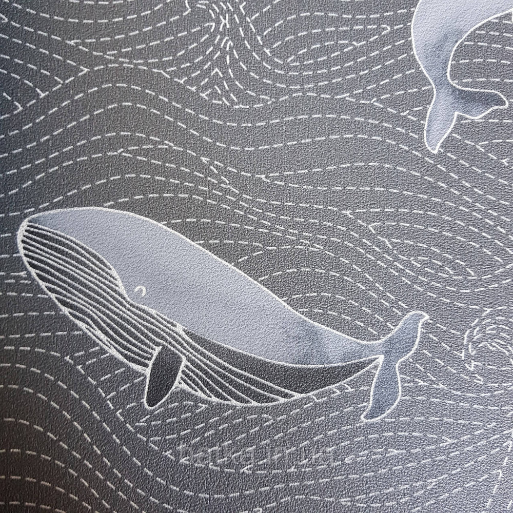 Шпалери флізелінові BN Doodleedo 0,53 х 10 м дитячі море океан риби сірі кити на чорному Київ - фото 1