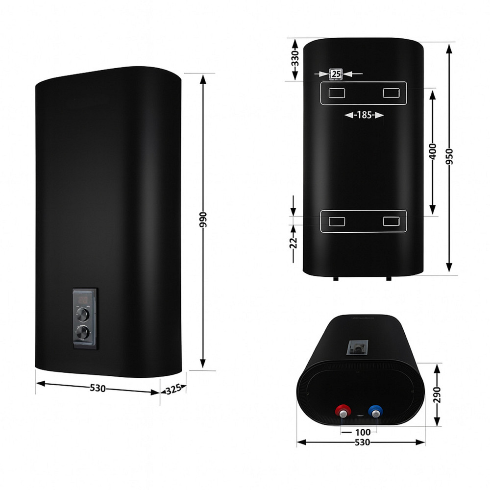 Водонагреватель электрический Thermo Alliance 80 л, Black, плоский, вертикальный, сухой ТЭН 2 кВт (0,8+1,2) DT80V20GPDD2B Киев - изображение 2