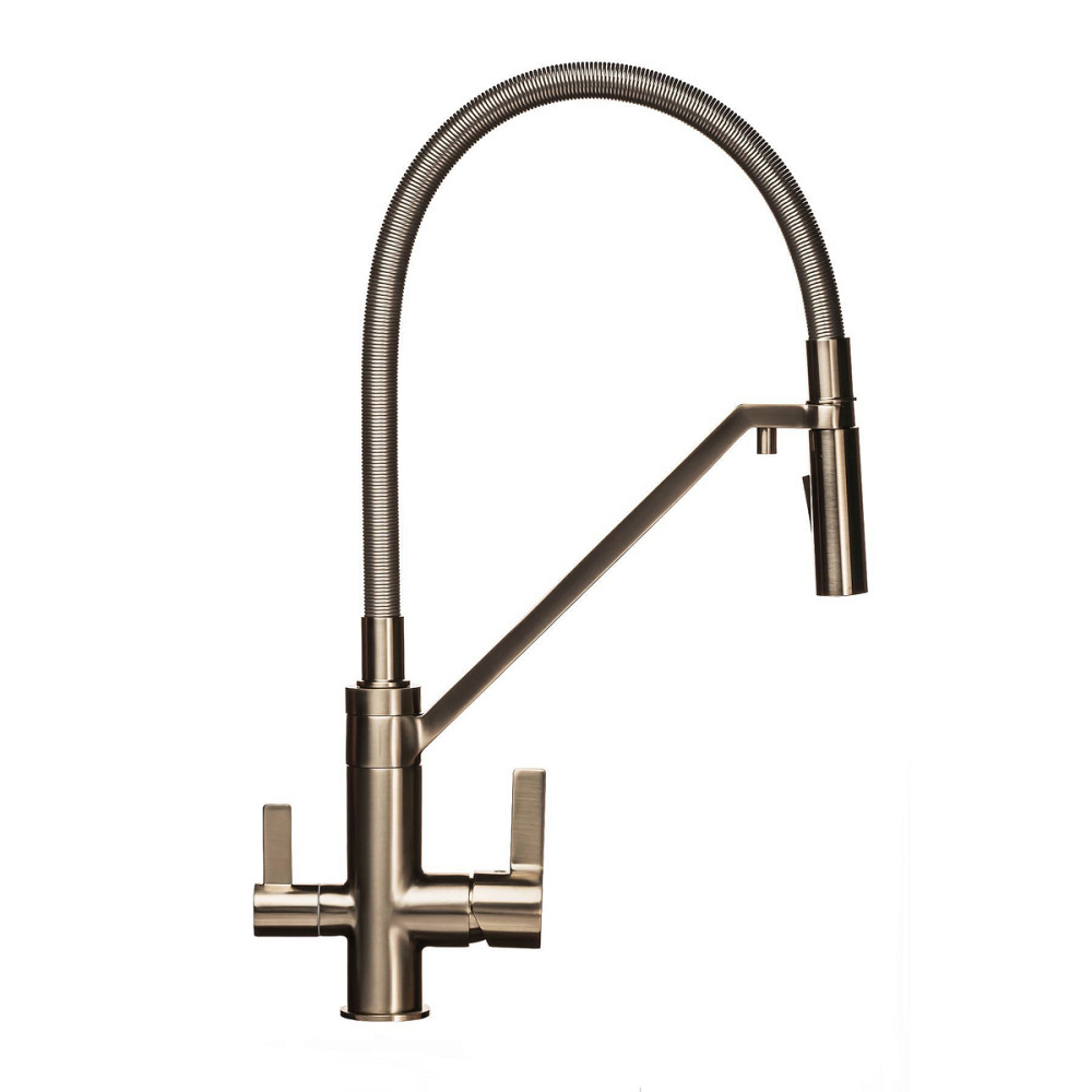 Змішувач  для кухні під осмос TOPAZ SARDINIA TS 8812-H24-PVD-S гнучкий вилив-душ, нікель.D35,TAQ-M10 Тернополь - изображение 1