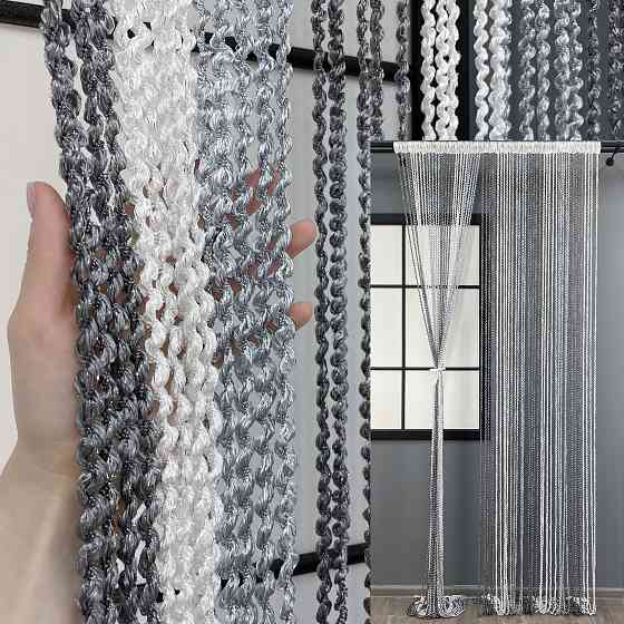 Штори-нитки спіраль з люрексом Графітовий з біло-сірим 300х300см 1 шт (61-055) Київ