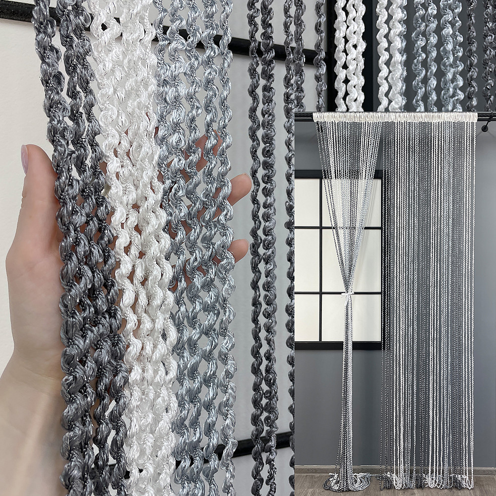 Шторы-нити спираль с люрексом Графитовый с бело-серым 300х300см 1 шт (61-055) Киев - изображение 1