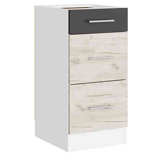 Кухонний модуль на 3 ящики Еверест Еко 400 дуб крафт білий/графіт/білий (без стільниці) 40х46х82 см (DTM-071033) Львів
