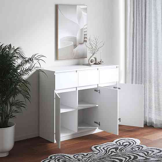 Комод VAYS в спальню, сучасний, без ручок R-33 Антрацит-Білі планки Львів