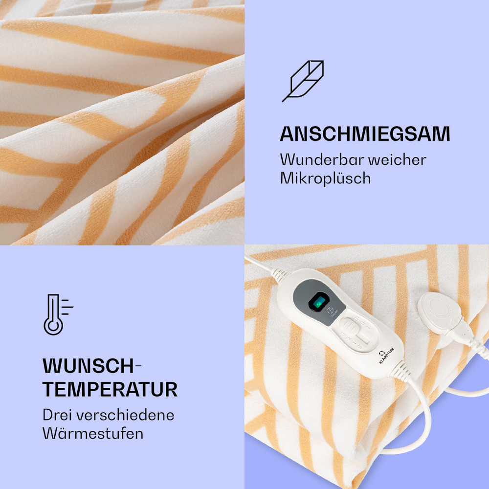 Доктор Watson XXL електрична ковдра 3 рівні потужності можна прати 200x180 см мікро плюш бежевий з малюнком Рівне - фото 3