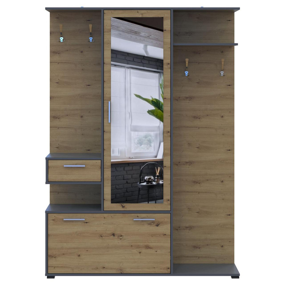 Прихожая Doros Финч 145х37х202 см Графит/Дуб артизан (DRS-011338) Днепр - изображение 6