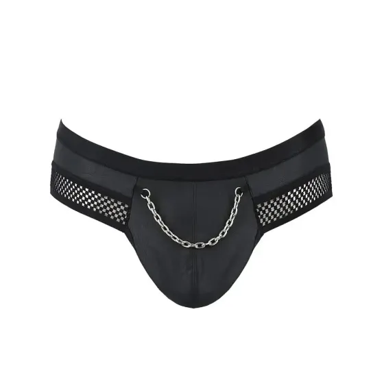 Чоловічі труси з ланцюжком Passion 030 SLIP TOM L/XL Black, екошкіра, відкриті сідниці Львов