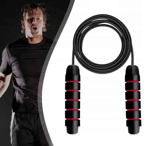 Скакалка, гімнастична, швидкісна для кросфіту з підшибниками, сталевий трос довжина 3 м, червона Кам'янець-Подільський