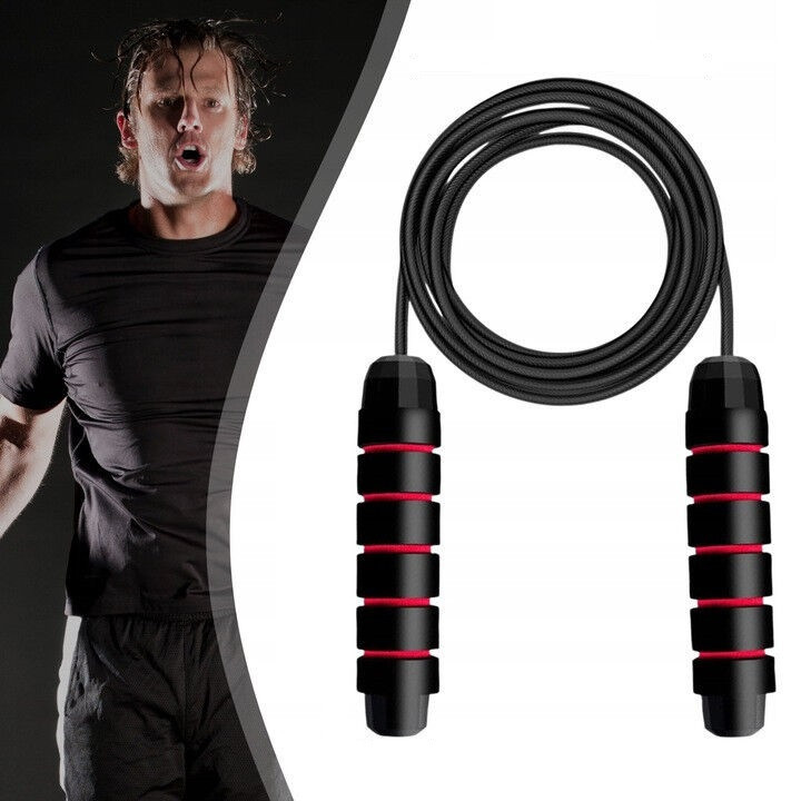 Скакалка, гімнастична, швидкісна для кросфіту з підшибниками, сталевий трос довжина 3 м, червона Кам'янець-Подільський - фото 2