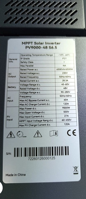 EASUN POWGROW Isolar SMS 6.5KW(9KW  байпас) 48V WiFi, MPPT 120A Харків - фото 3