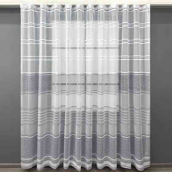 Короткий тюль VR-Textil 1943т Жаккард Белый с серым 300х200 см (42-0909) Киев