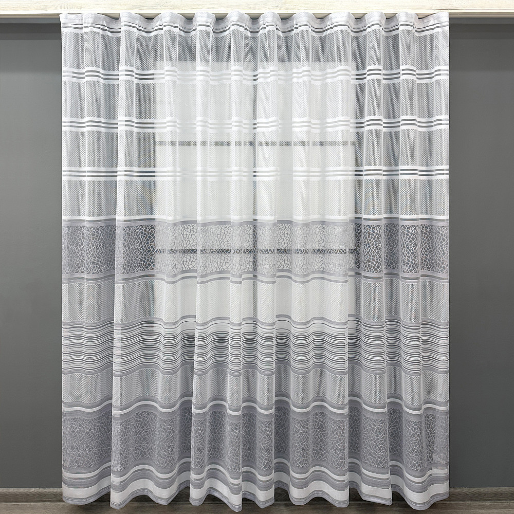Короткий тюль VR-Textil 1943т Жакард Білий з сірим 300х200 см (42-0909) Київ - фото 2