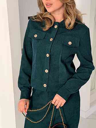 Жіночий костюм з мікровельвету Favorit 50-52, Темно-зелений Київ