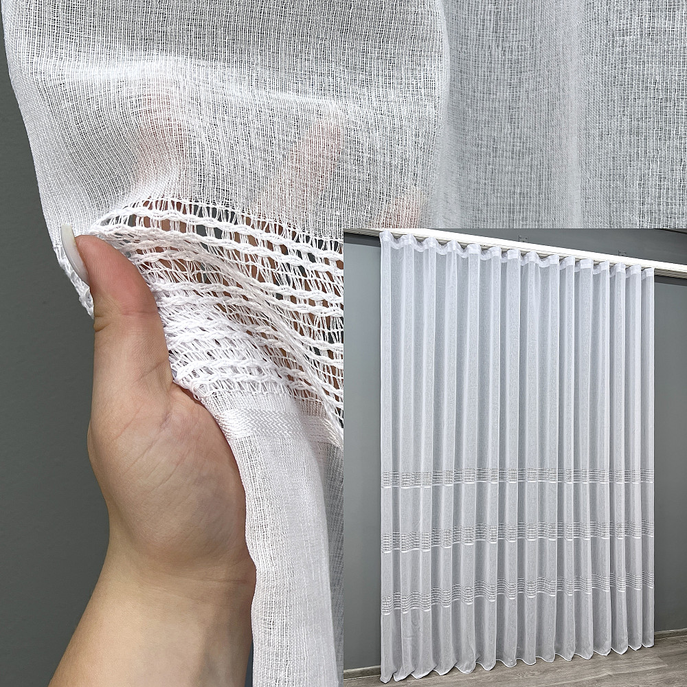 Тюль VR-Textil 2086т Мережка Льон Білий 400х240 см (42-1363) Київ - фото 1