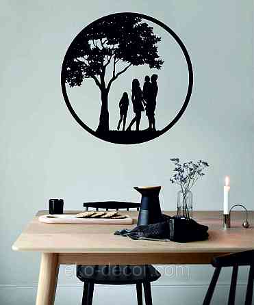 Декоративне настінне Панно «Родина», Декор на стіну 90*90 см, Чорний Київ