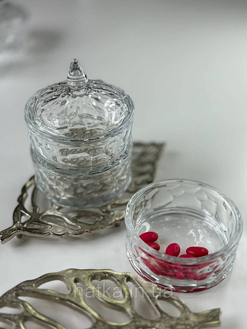 Цукорниця ємність для зберігання скляна "Тріо" 3*400 мл h 20/5 см d 12.5 см Київ - фото 3