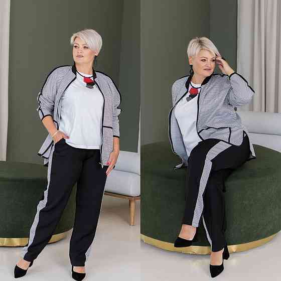 Жіночий стильний костюм двійка з принтом трикотажний креп+ костюмка Одеса