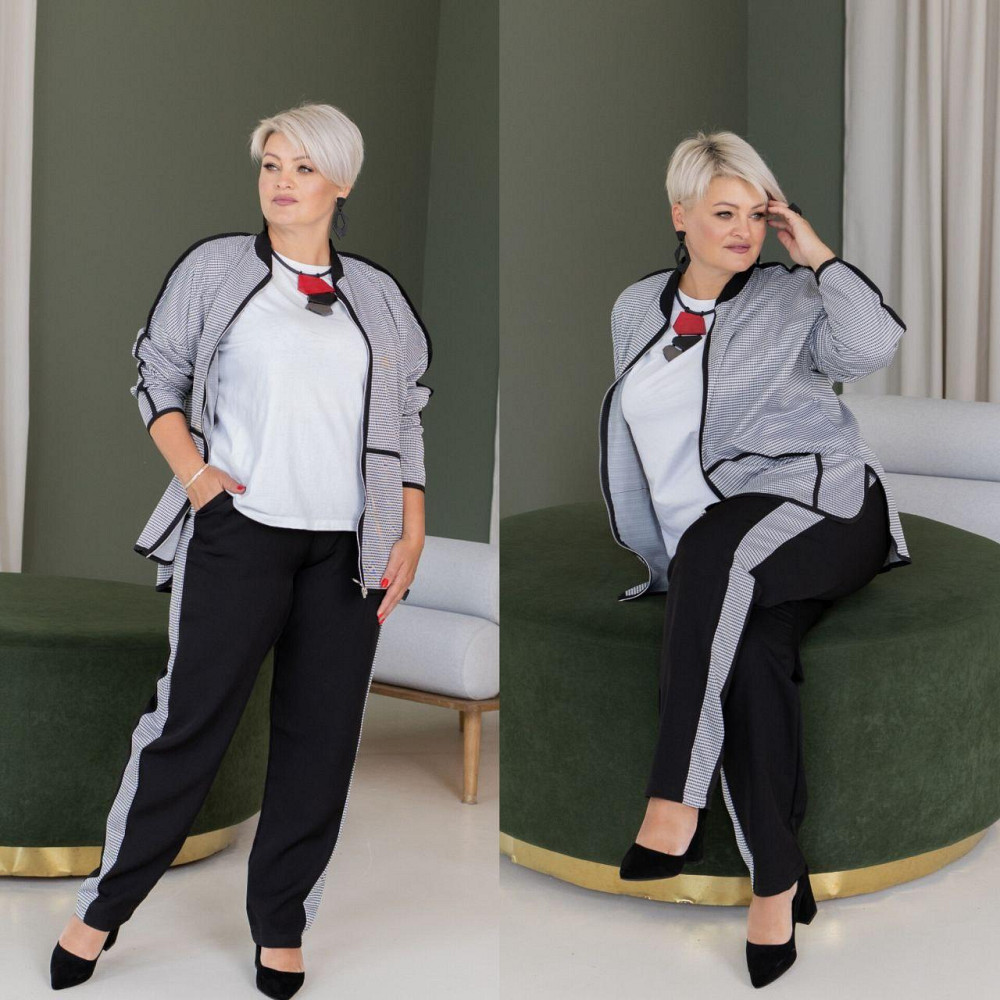 Жіночий стильний костюм двійка з принтом трикотажний креп+ костюмка Одеса - фото 6