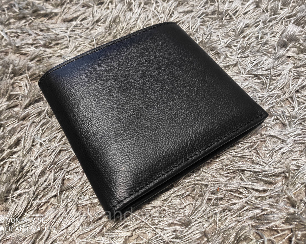 Стильний чоловічий шкіряний гаманець чорного кольору Hassion Київ - фото 6