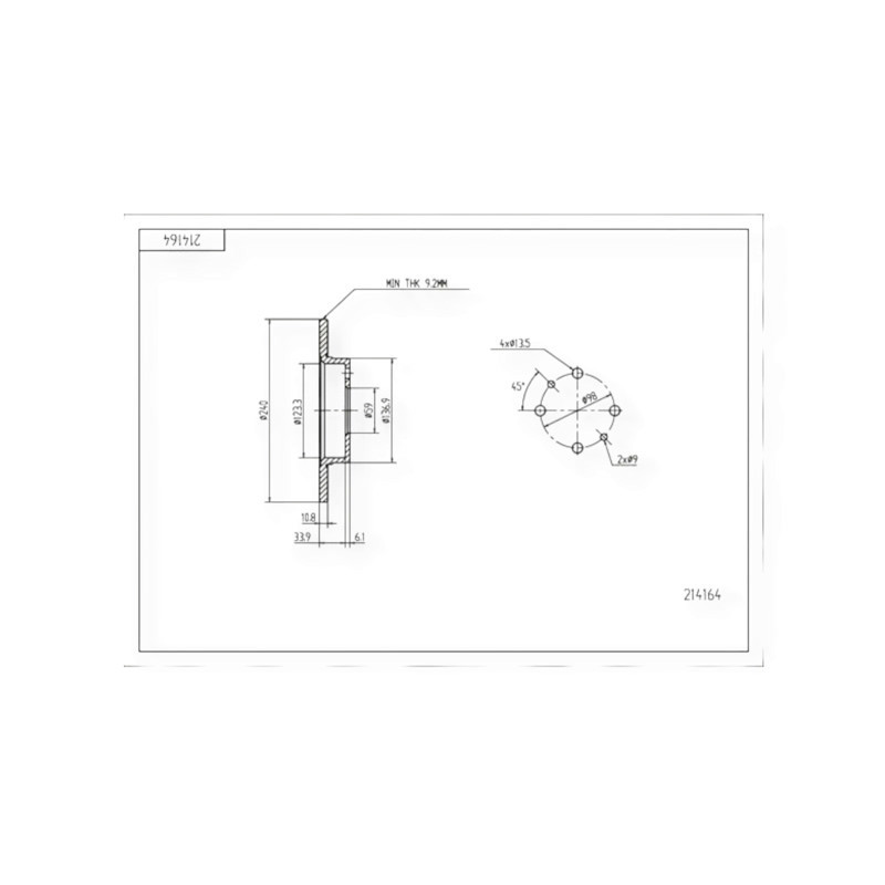 Диск Fiat 500, Panda, Marea, Punto, Tipo (2002-) задній (d240x11mm) гальмівний Мукачево - фото 1