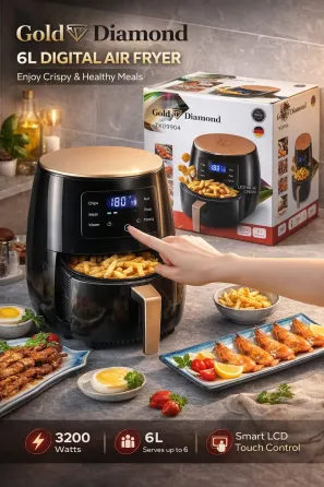 Аэро-фритюрница Gold Diamond TK 09904 6л 3200 Вт безмасляная мультипечь Коломыя