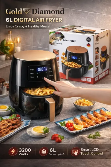 Аэро-фритюрница Gold Diamond TK 09904 6л 3200 Вт безмасляная мультипечь Коломыя - изображение 3