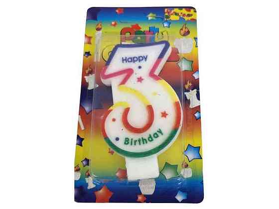 Свеча-цифра 3 Happy Birthday радуга арт.072 ТМ PRC Solmir Solmir Solmir Київ
