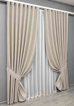 Комплект штор VR-Textil Блекаут двосторонній Scandi № 1904ш Бежевий 100х270 см 2 шт (31-998) Київ