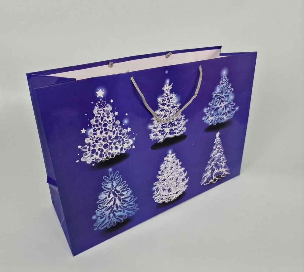 Картонні пакети з ручками Гігантові горизонтальні Новорічні 46*33*15-006 (12 шт.) Харків - фото 1