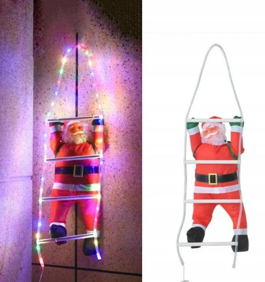 Декорація настінна LED Санта-Клаус на драбині Київ - фото 3